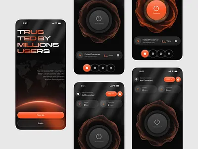VPN Mobile App Design app design cybersecurity design graph mobile app mobile app design mobile ui network security onboarding security security system stats vpn app vpn app design vpn service web