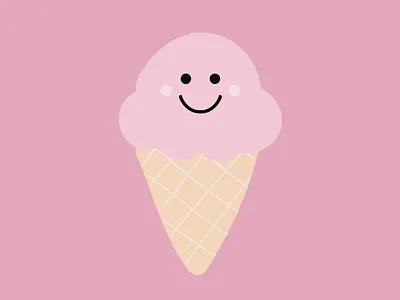 Cute Ice Cream Illustration branding character design cute art dessert digital illustration flat design food art ice cream kawaii mascot pink aesthetic playful sorbet sticker design summer art vector illustration