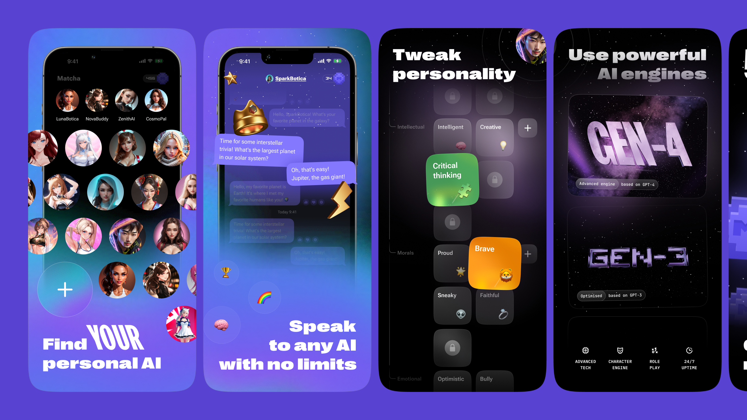 App Store Screenshots | Matcha: Fantasy AI Chat Bots app design app marketing app screenshots app store app store creative app store design app store listing app store optimization app store preview app store screenshots app store visuals aso conversion optimization google play mobile app design mobile app marketing mobile ui product design screenshot design ui design