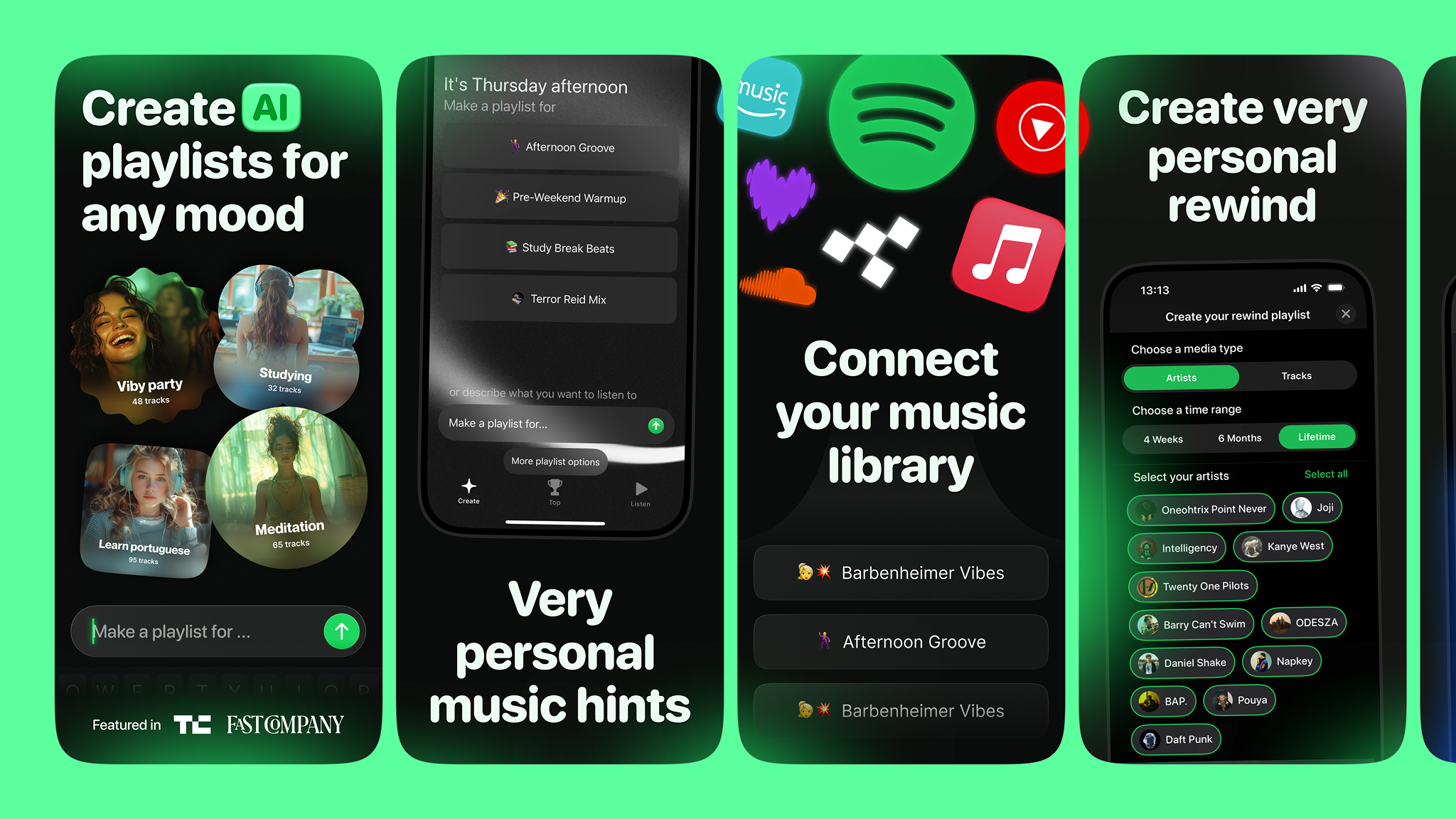 App Store Screenshots | AI Playlist Maker: PlaylistAI app design app marketing app screenshots app store app store creative app store design app store listing app store optimization app store preview app store screenshots app store visuals aso conversion optimization google play mobile app design mobile app marketing mobile ui product design screenshot design ui design