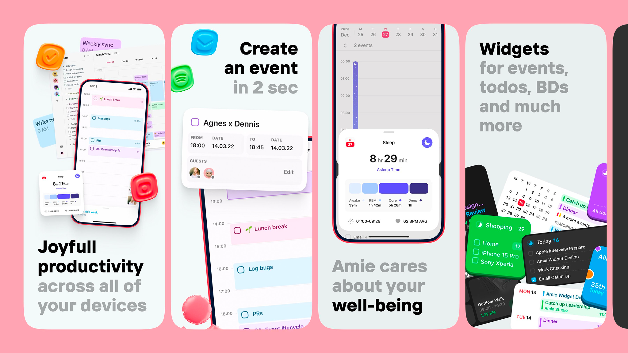 App Store Screenshots | Amie - Todos, calendar app design app marketing app screenshots app store app store creative app store design app store listing app store optimization app store preview app store screenshots app store visuals aso conversion optimization google play mobile app design mobile app marketing mobile ui product design screenshot design ui design