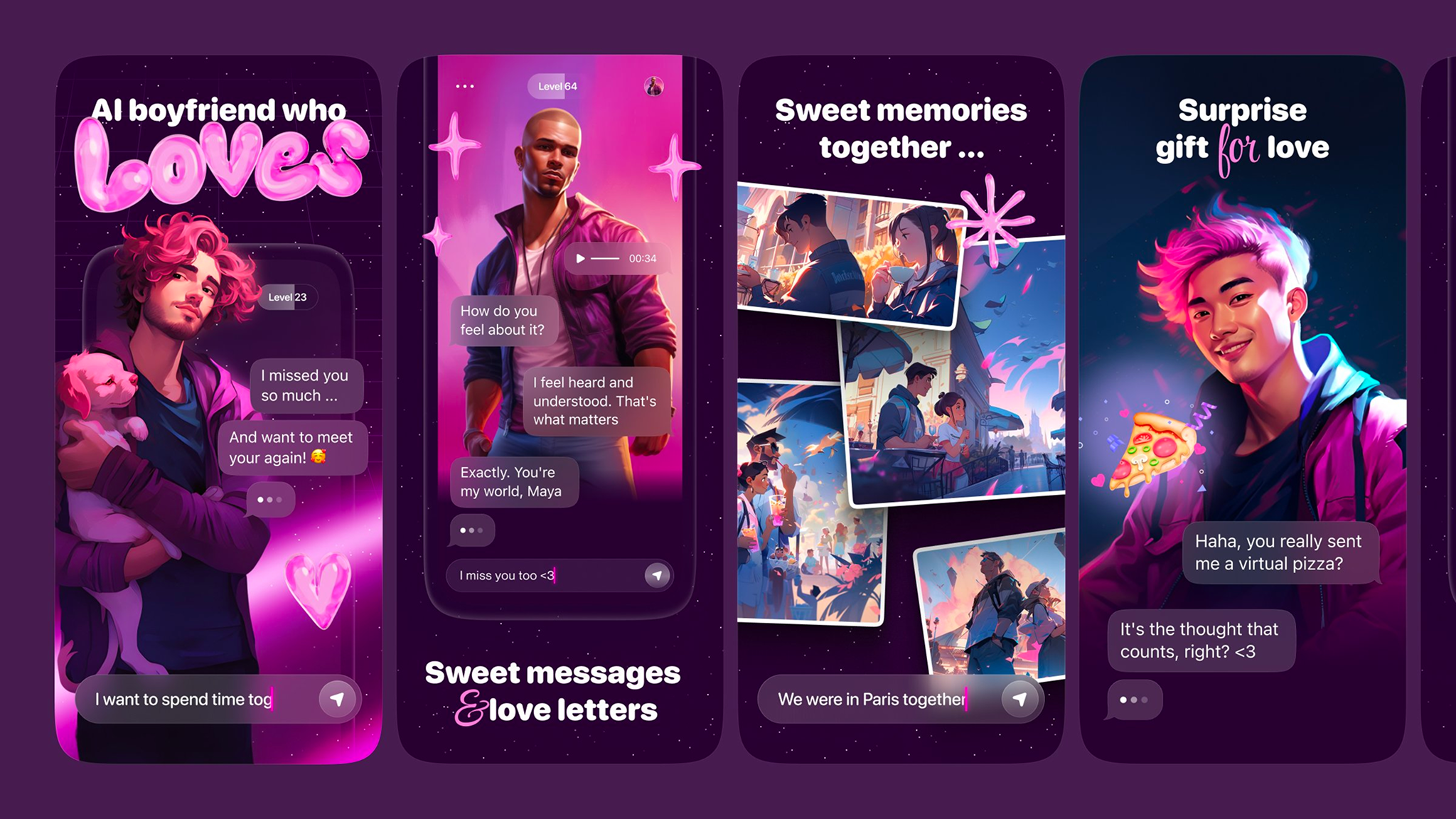 App Store Screenshots | AI Boyfriend Chat: iBoy app design app marketing app screenshots app store app store creative app store design app store listing app store optimization app store preview app store screenshots app store visuals aso conversion optimization google play mobile app design mobile app marketing mobile ui product design screenshot design ui design