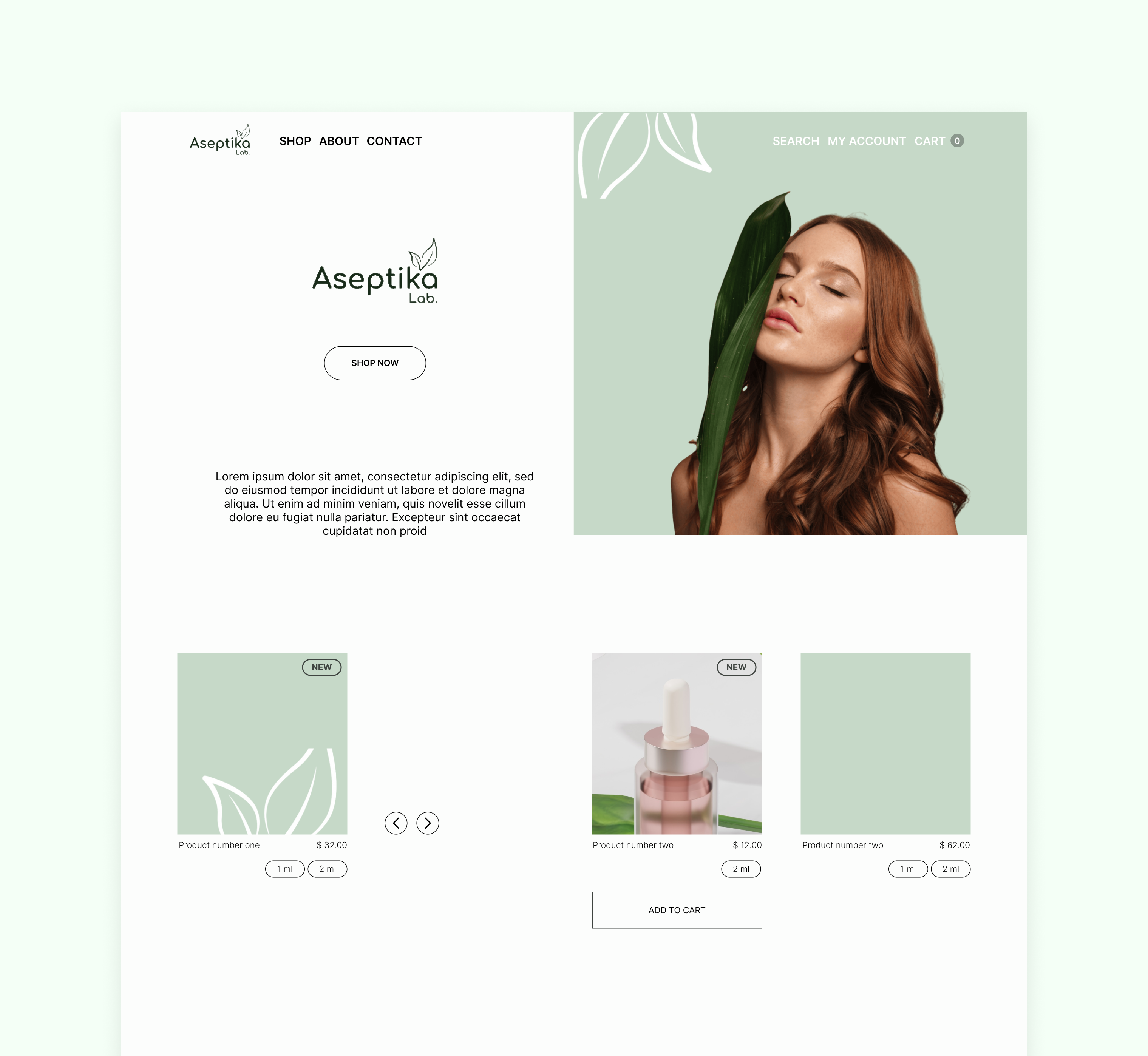 Aseptika – Cosmetic E-commerce Experience branding graphic design ui