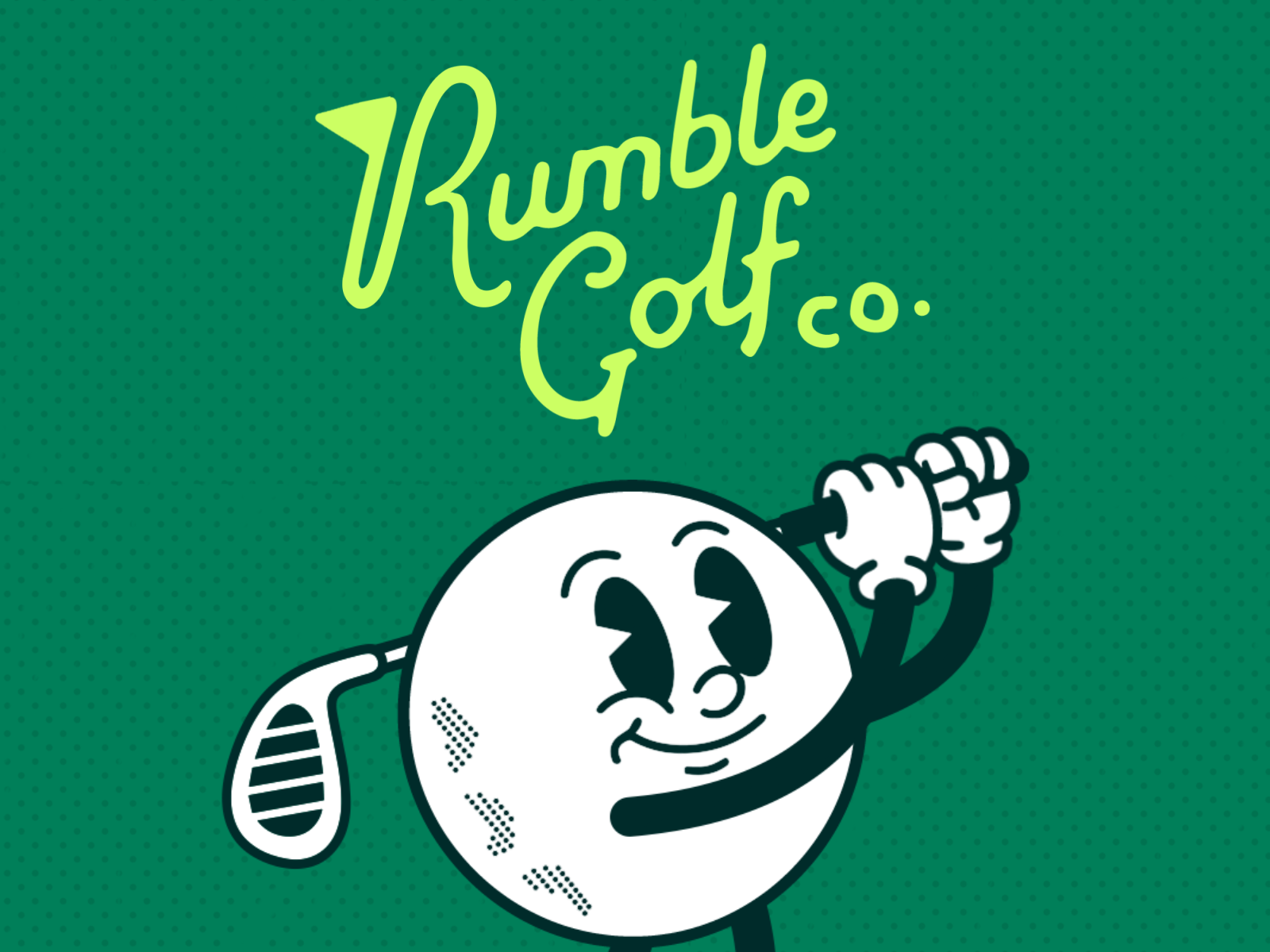 "Rumble Golf" ⛳️ Character Wordmark Animation 2dart after effects animated wordmark ball characteranimation club golf green oldschool pga