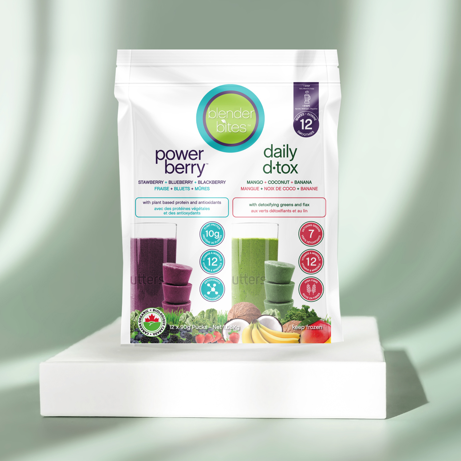 Fresh packaging design and 3D render for Blender Bites