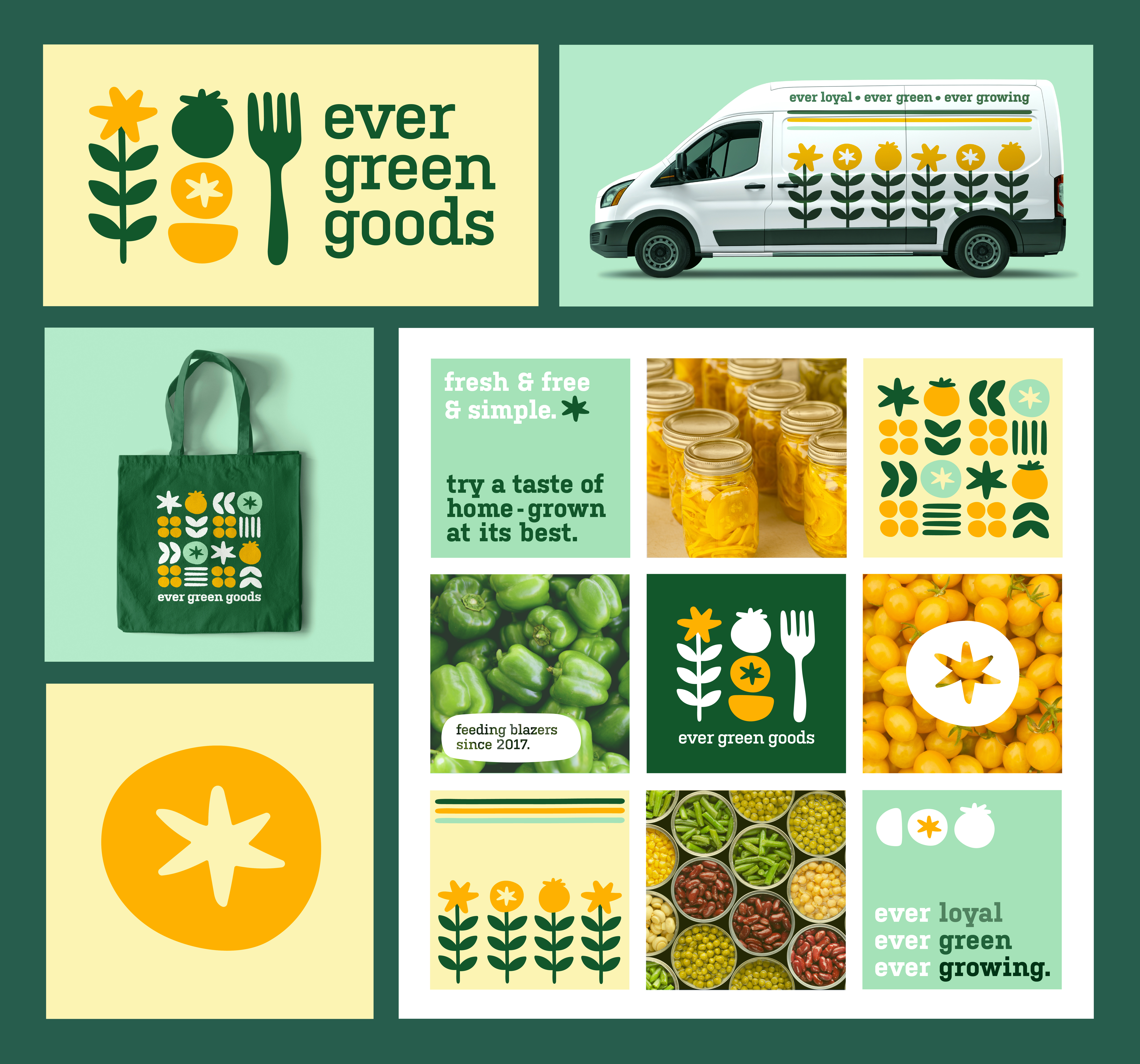 Ever Green Goods branding graphic design logo
