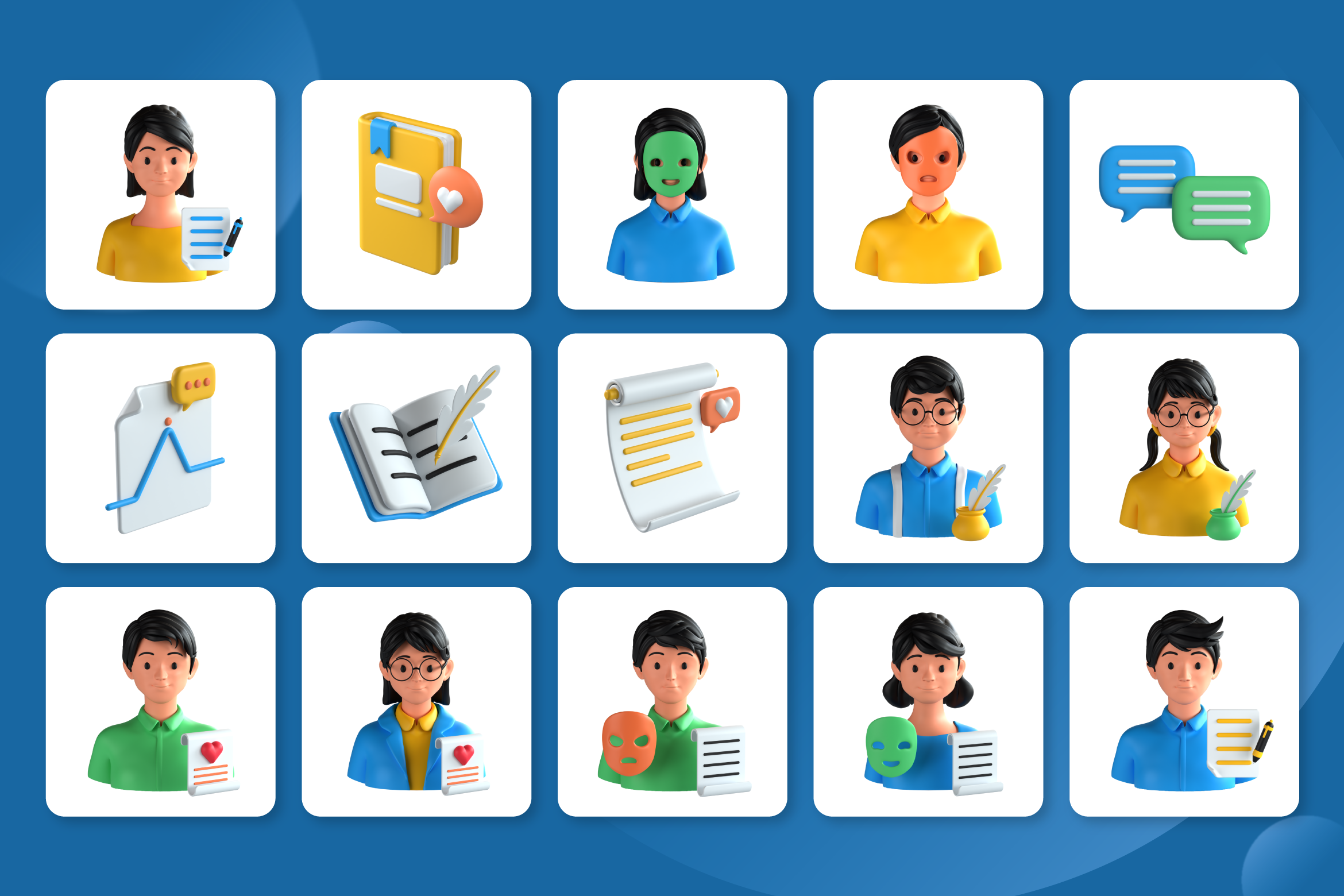3D Literature Icon Set