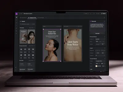 Versa ⎻ Canvas E-Commerce Design ai image generation ai powered b2c saas clean ui compact ui creator tools dark ui dashboard design studio ecommerce design figma multi canvas product design product marketing saas social commerce ui design ux design visual design web app