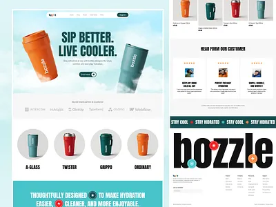Bozzle — Tumbler E-commerce Landing Page bottle clean design e commerce ecommerce elementor fashion landing page lifestyle online product shop shopify stanley thumbler ui web design website