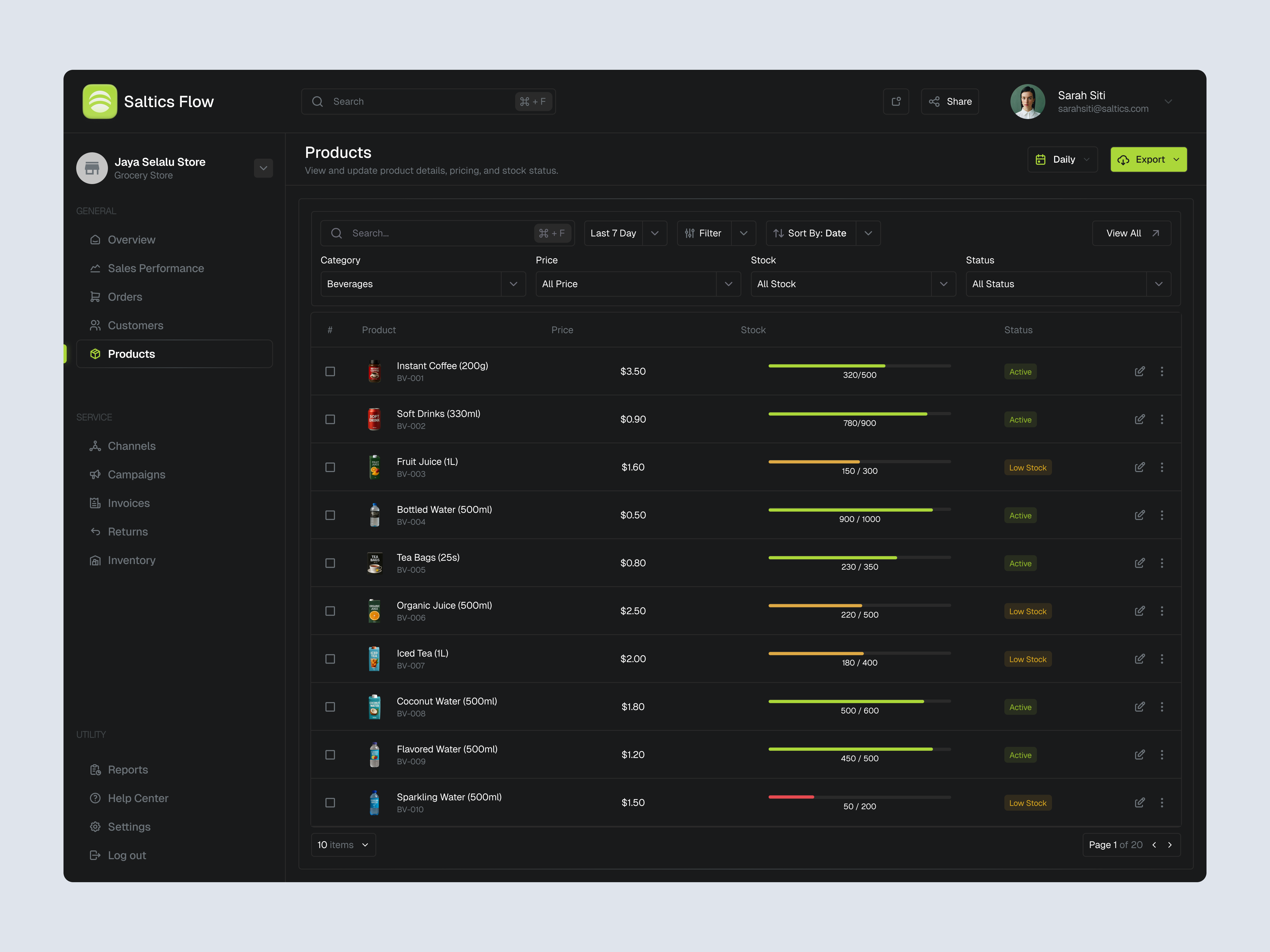 Products Page Sales Dashboard admin dashboard business business dashboard dark mode dashboard data design ecommerce marketplace minimal modern product product list sales sales dashboard table ui ui design ux design website