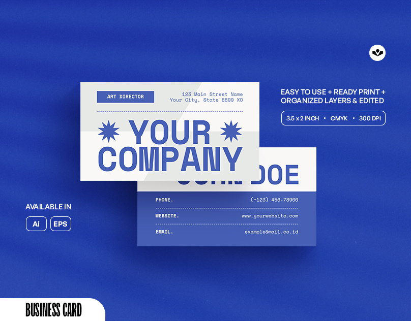 Blue Business Card blue branding business business card company design marketing profile solasome template