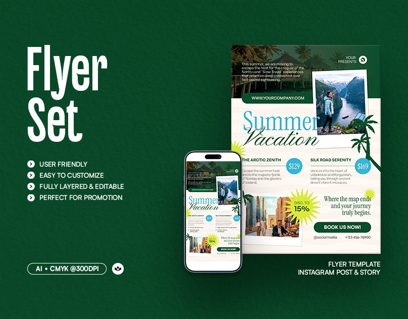 Summer Vacation Flyer design event flyer marketing promotional solasome summer template travel vacation