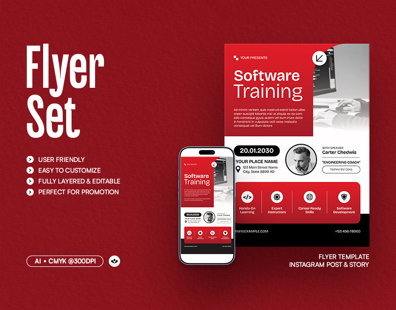 Software Training Flyer design event flyer marketing promotional software solasome template training