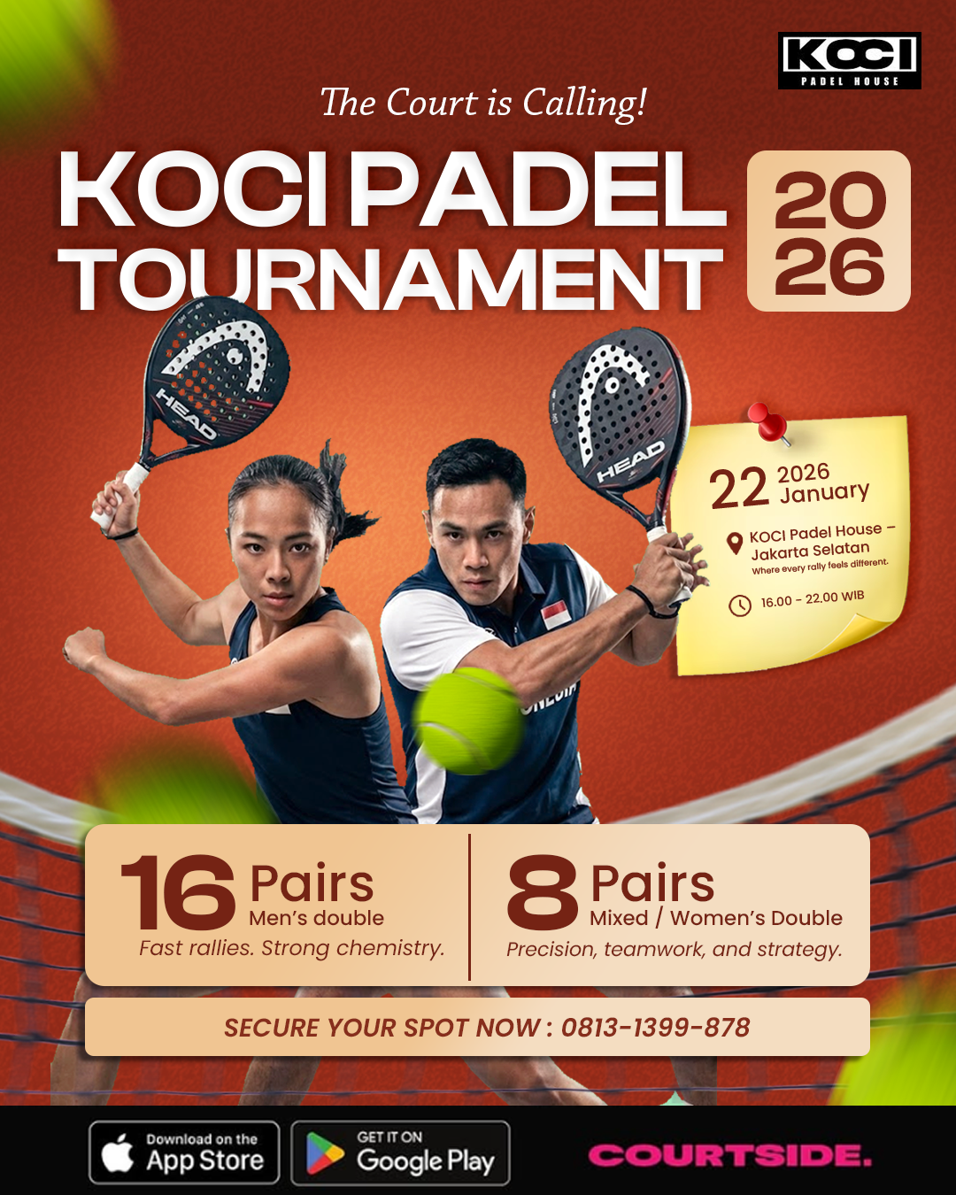 Design Flyer KOCI Padel branding design flyer graphic design illustration instagram logo typhography