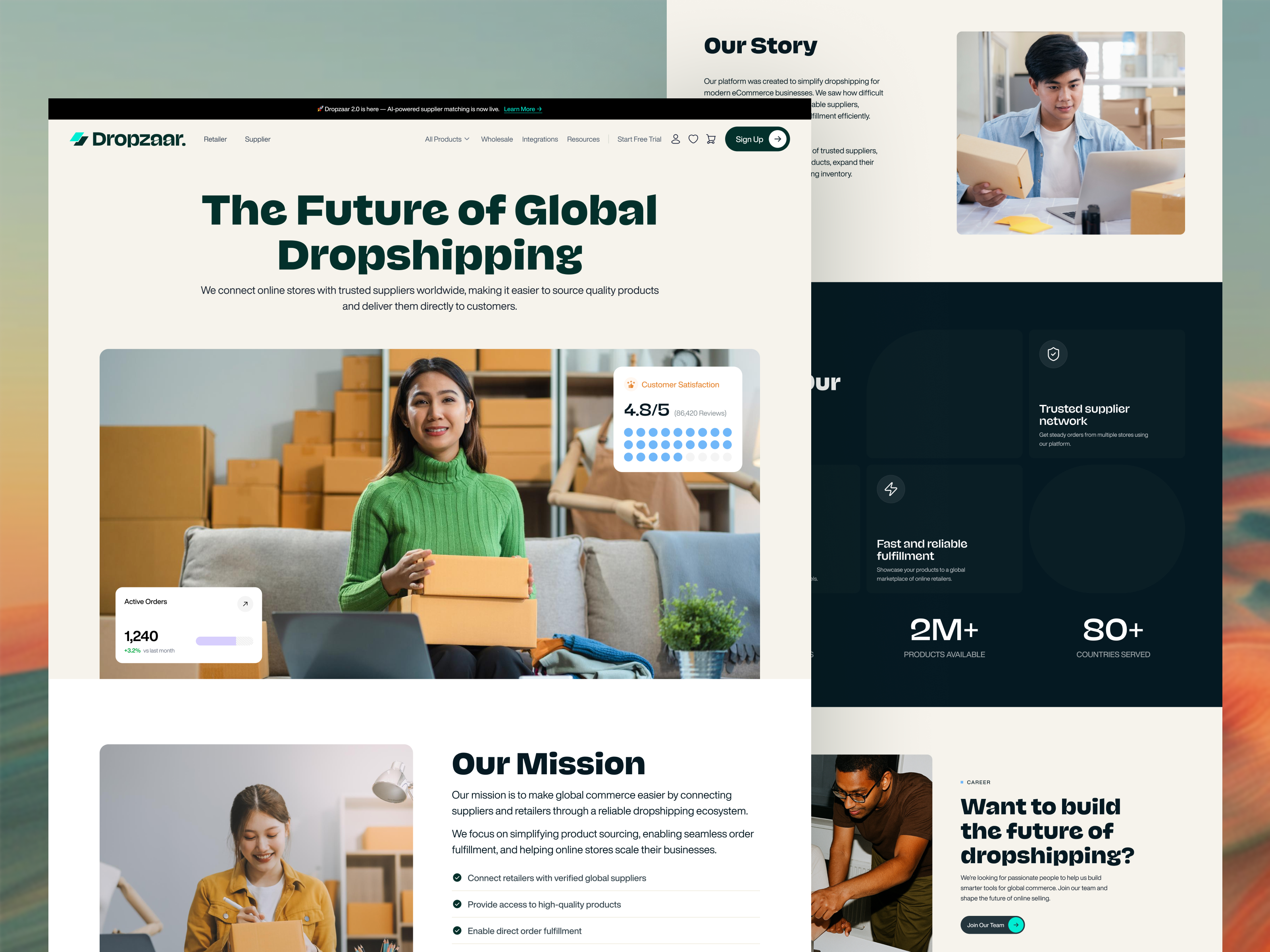 Global Dropshipping Platform Website ai driven web design ai powered dropshipping website ai product design ai ux design b2b e commerce dropshipping dropshipping website e commerce ecommerce service page ecommerce website landing page shopify shopping platform store store web design supply ui concept web website website ui design