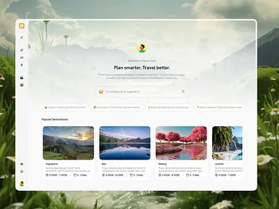 Tripcal — AI-Powered Trip Planner Dashboard ai ai planner ai trip planner booking dashboard dashboard design design glassmorphism minimal personalization planner dashboard product design recommendation saas travel travel app trip planner trip planner dashboard ui web design