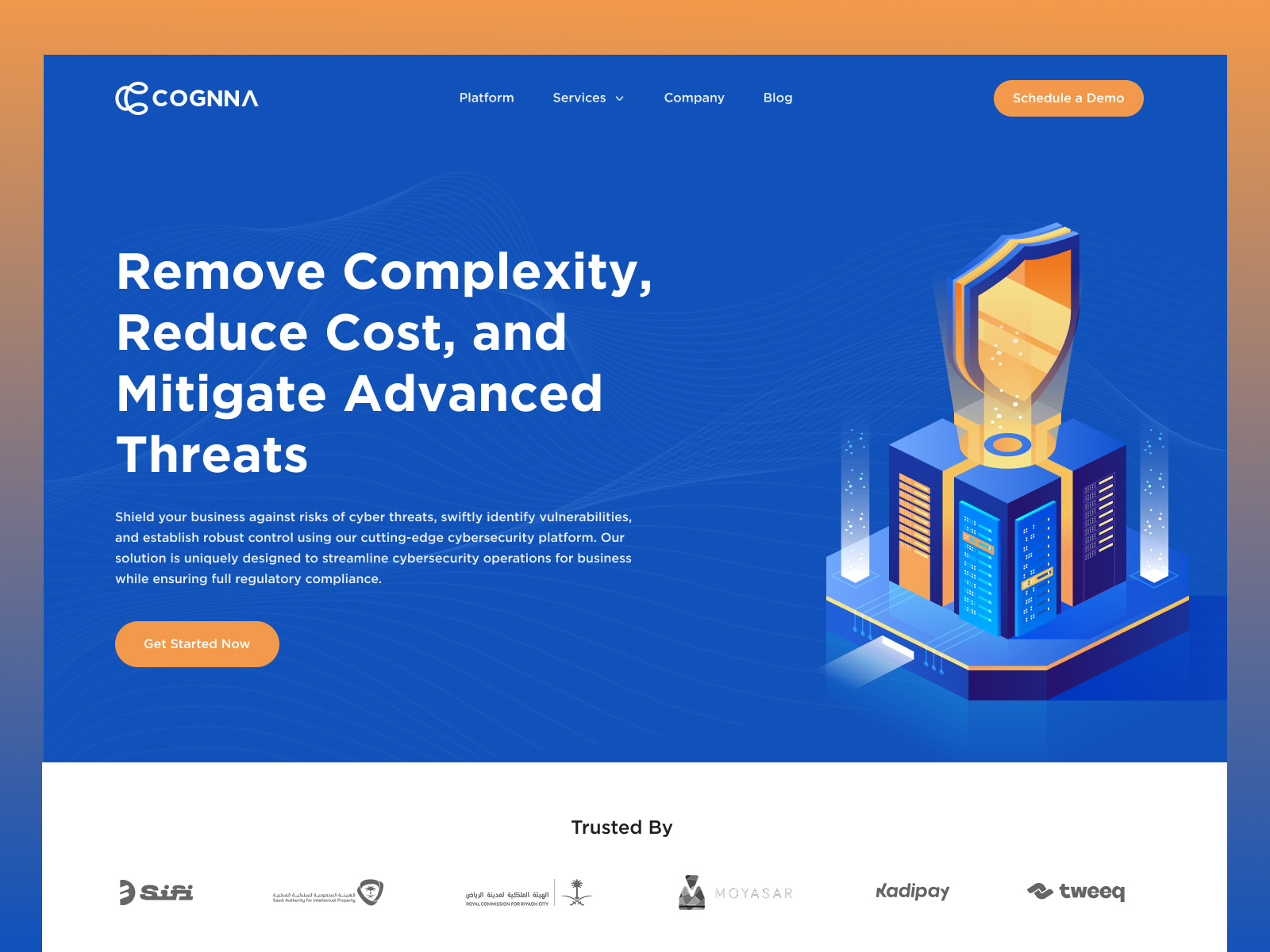 Example of Modern Cognna Cybersecurity Landing Page Concept