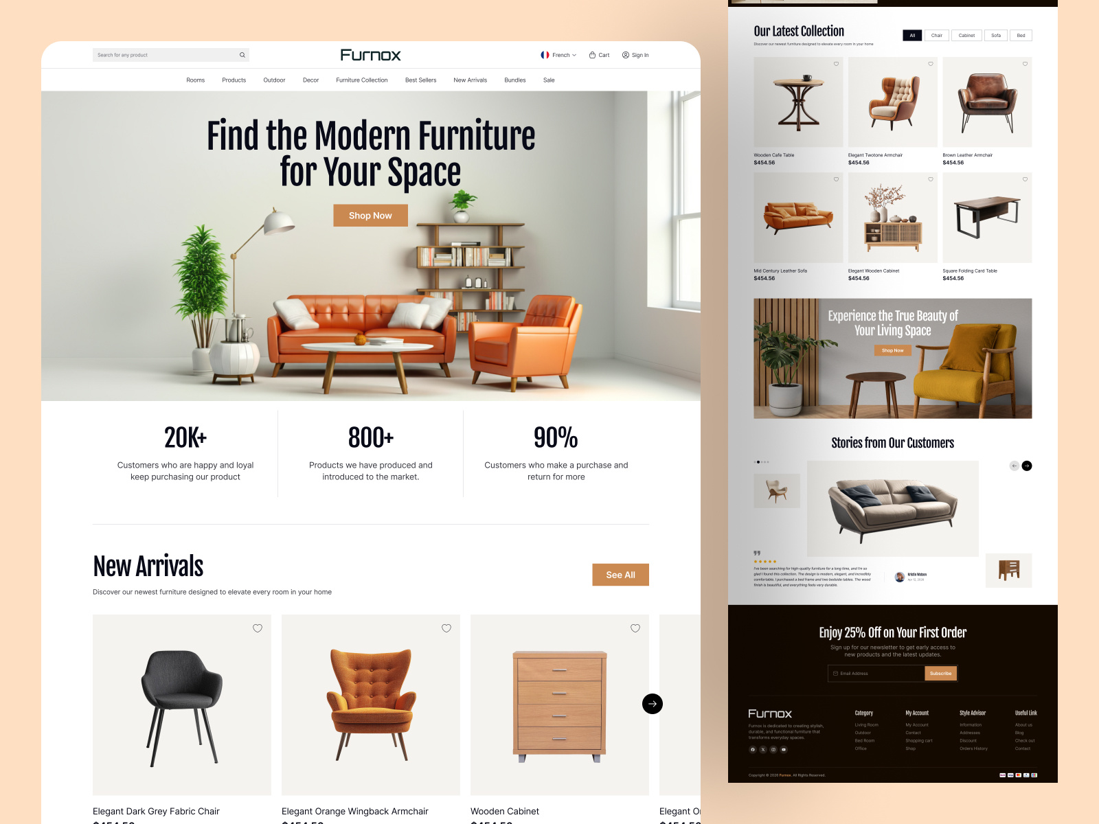 Example of Furniture e-commerce Website Landing Page