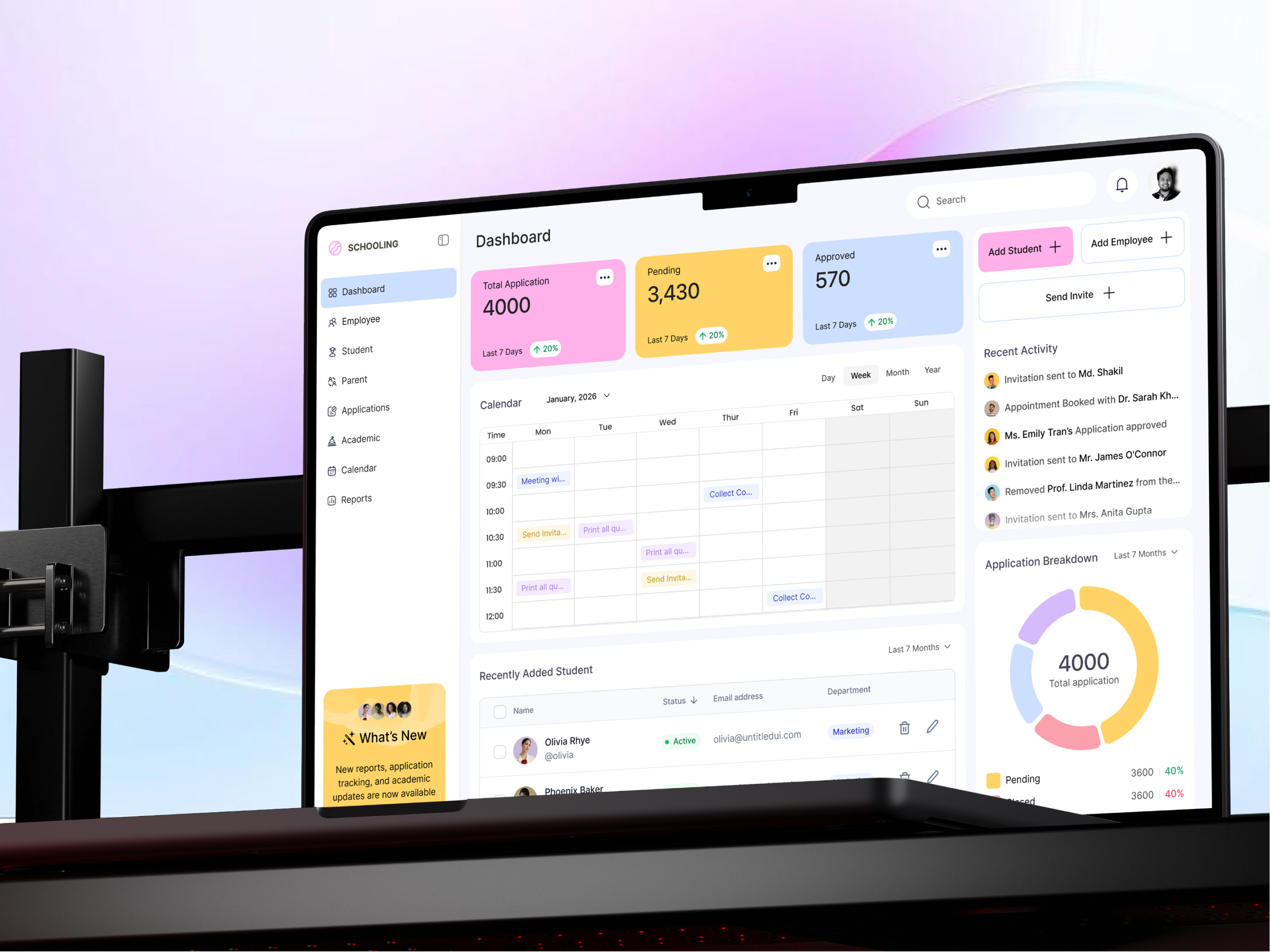 Applicant Tracking System Dashboard — UI/UX Design academic dashboard admin application application tracking dashboard education dashboard interface job listing management system modern ui product design saas saas dashboard software student dashboard student management system tracker ui design ui ux design web app
