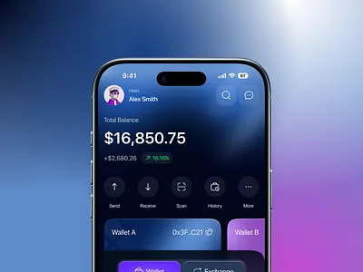 Crypto Wallet Mobile App UI/UX Design – Web3 & DeFi App app design blockchain crypto wallet defi design fintech mobile mobile app mobile app ui mobile ui product ui design ui ux ux design web3