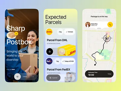 Smart Parcel Tracking App UI cargo container courier courier service app delivery delivery service delivery status delivery truck map mobile mobile app mobile app design package parcel parcel delivery parcel tracking systems shipment shipping tracking web