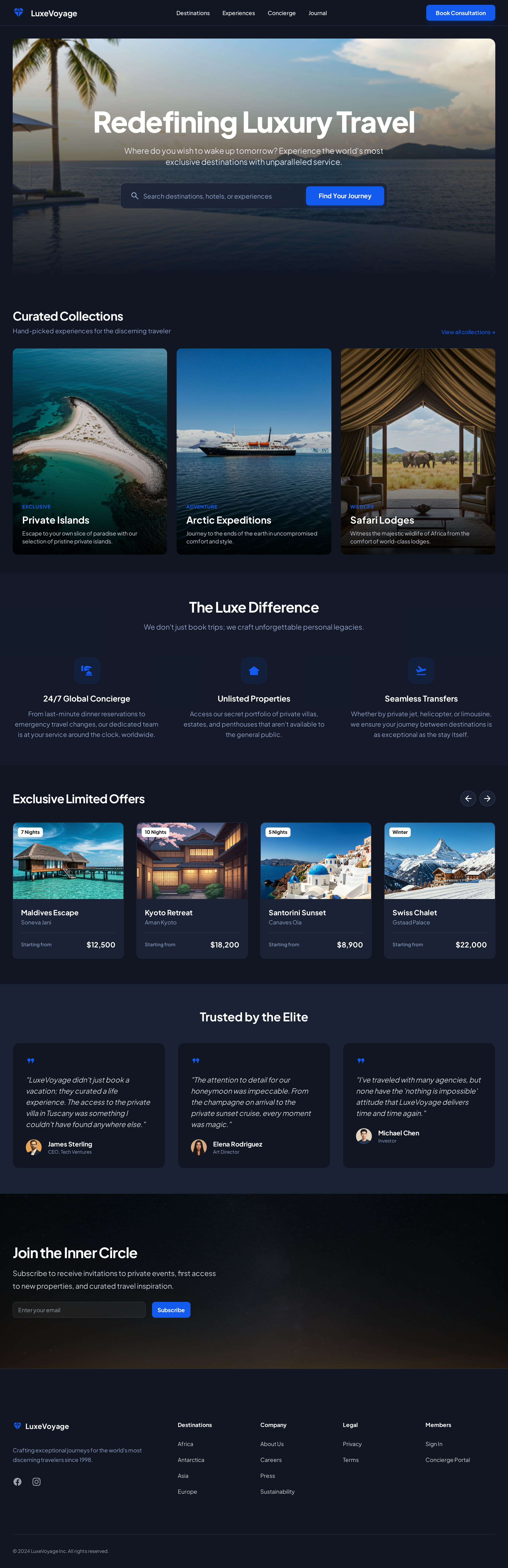 Luxury Travel Web Design luxury travel webdesign