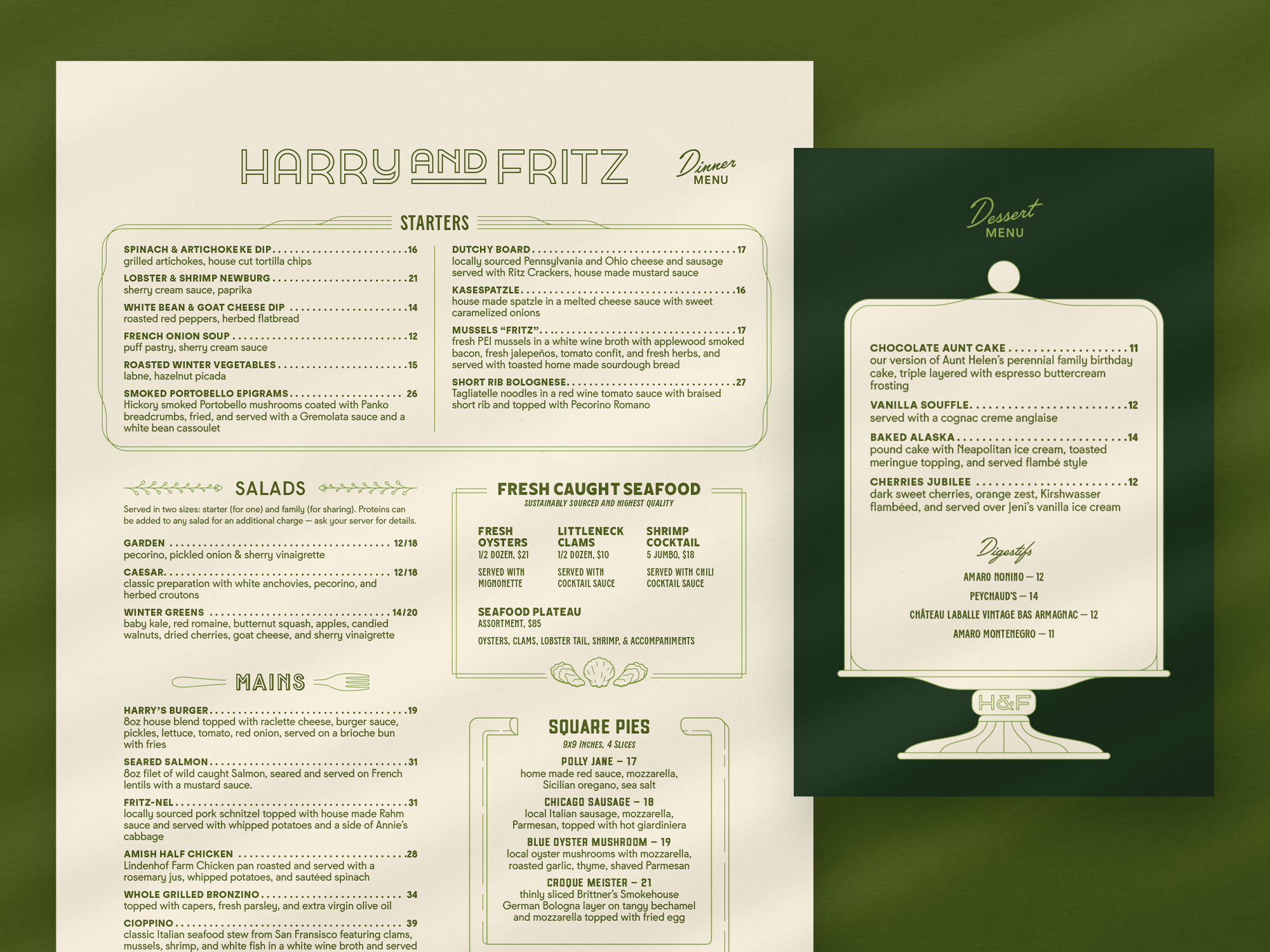 Harry and Fritz Menu Design