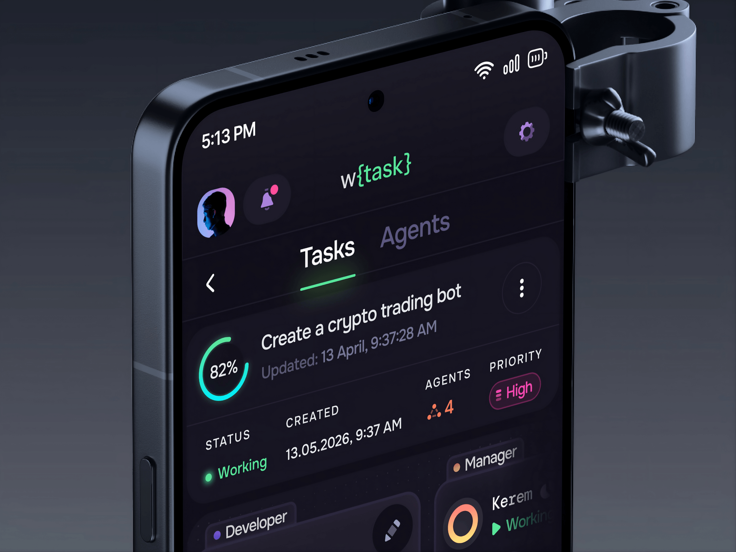 WhatTask: AI Agents Tasks Screen Management Platform