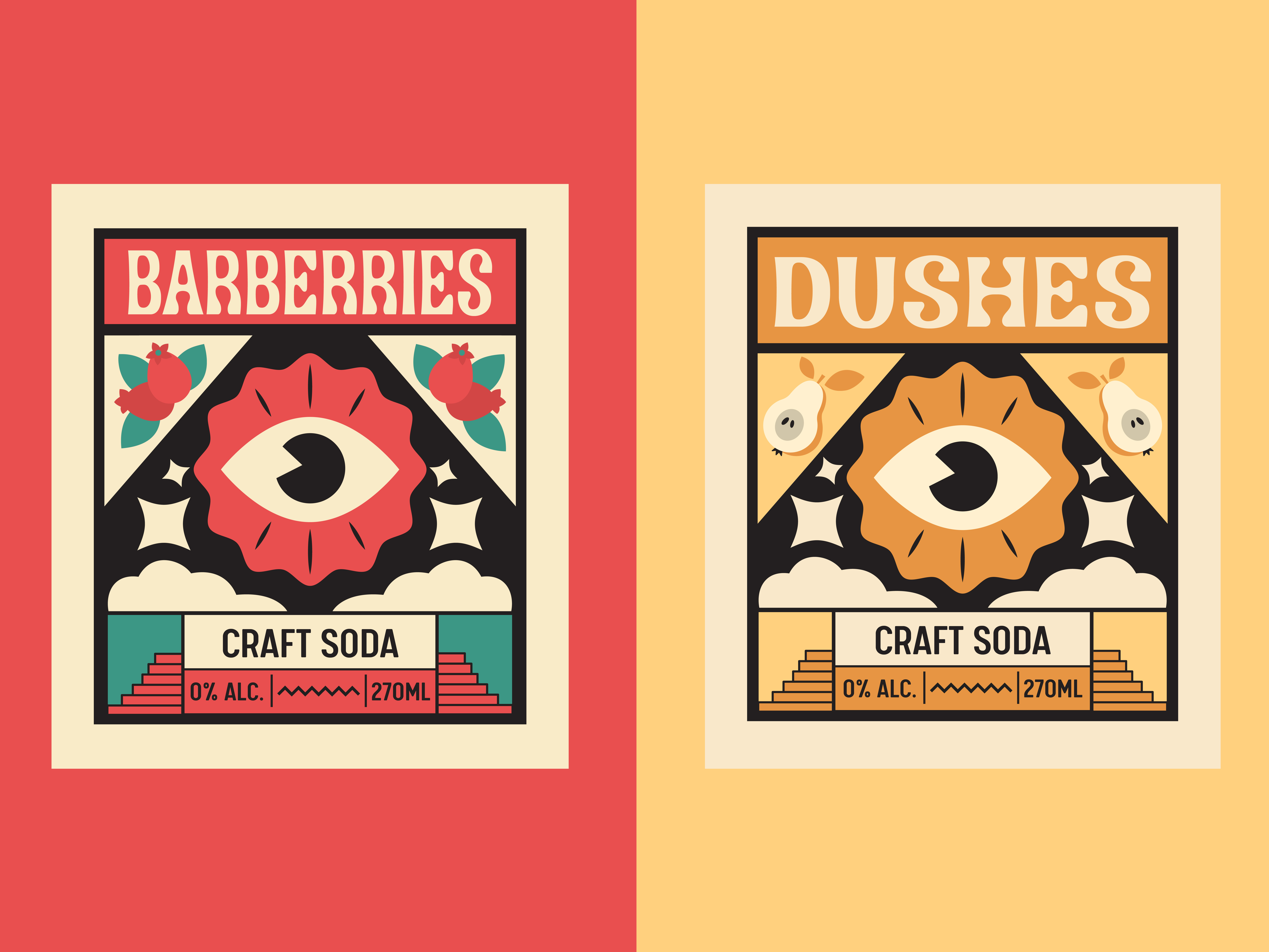 Example of Craft Soda Label Design — Barberries & Dushes