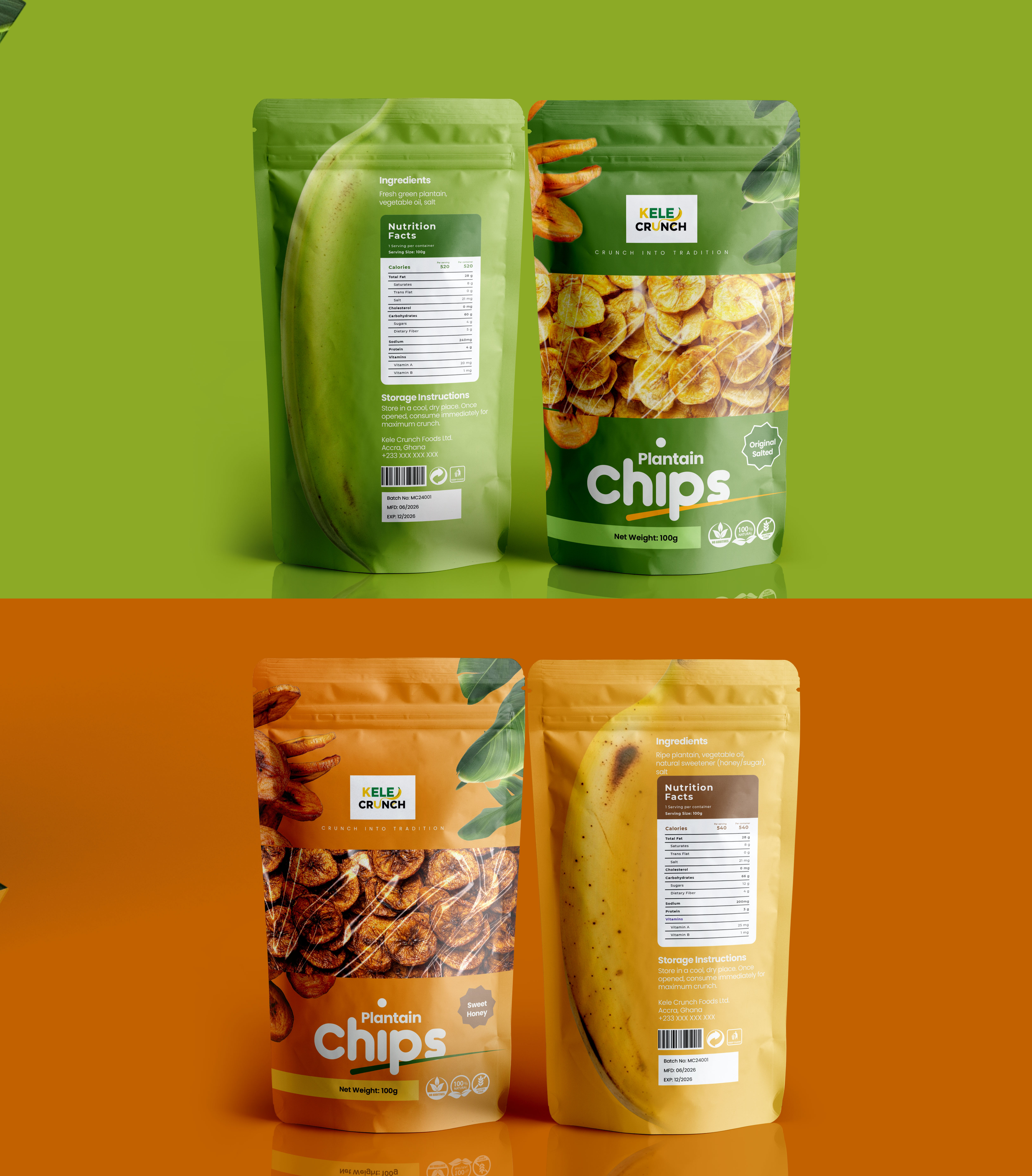 Plantain Chips Packaging Design african brands brand identity design fmcg food branding food packaging ghana graphic design label design packaging design plantain pouch print design product design snack branding typography