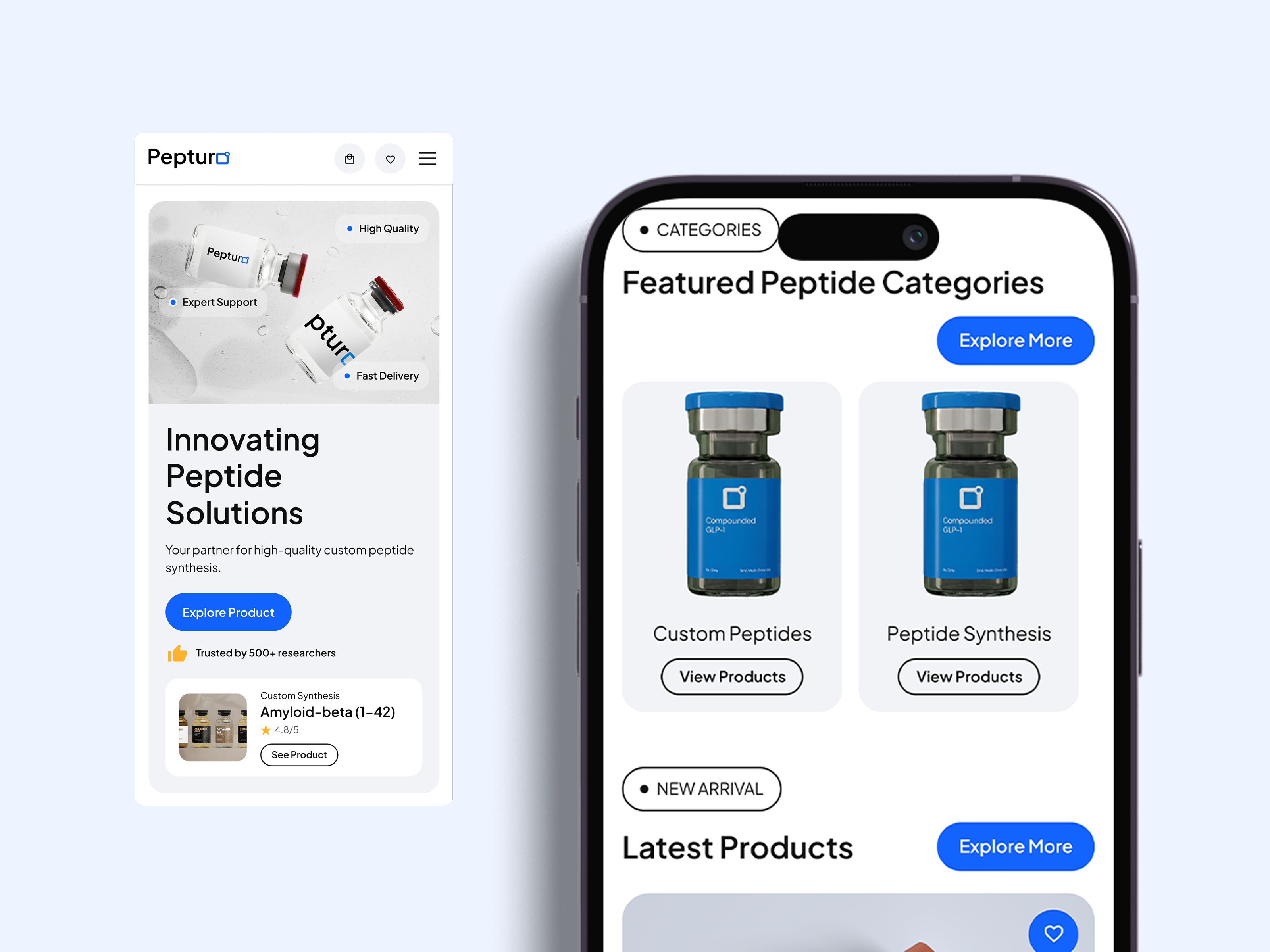 Example of Modern Peptide Store Website Design