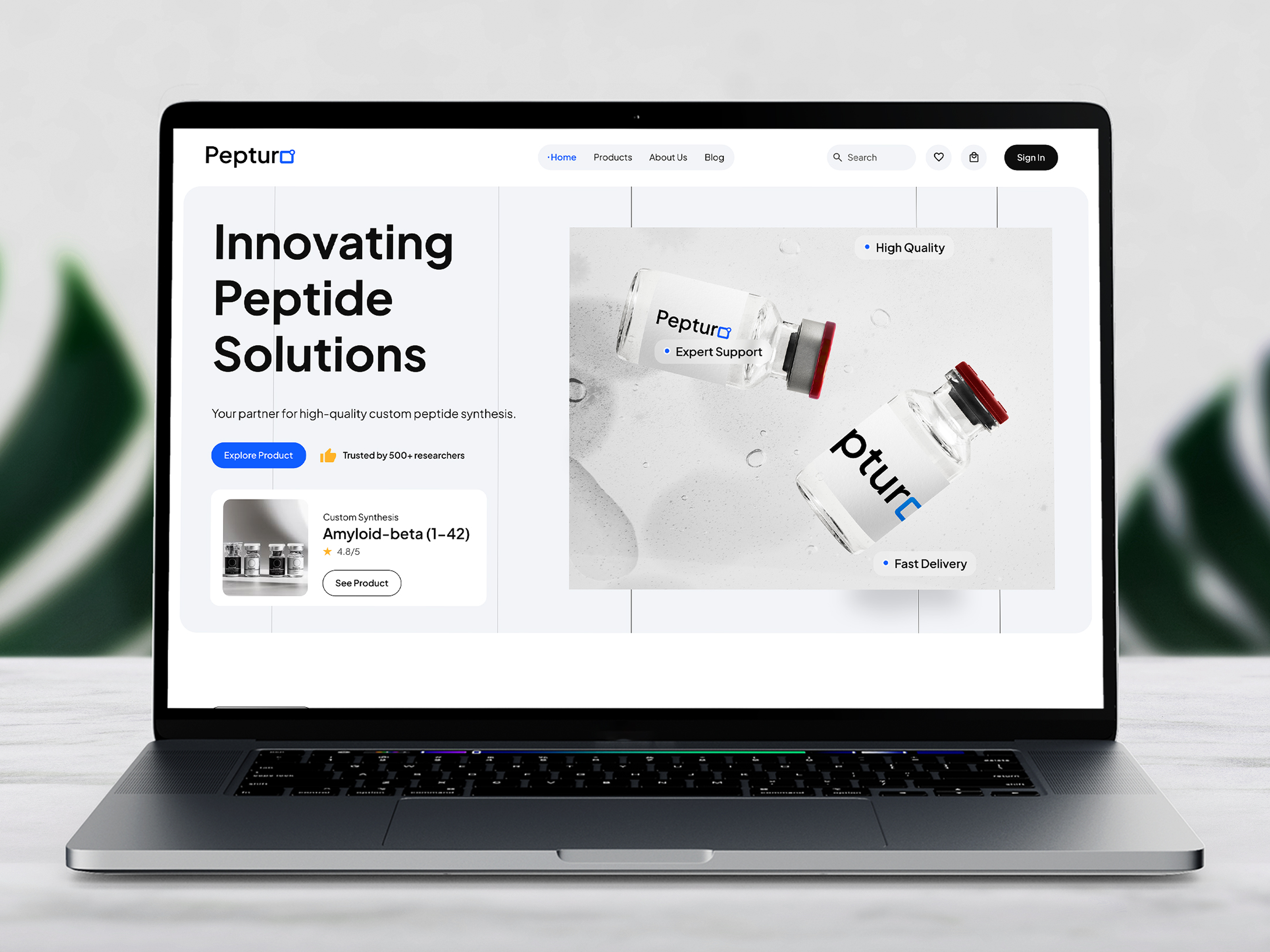 Example of Modern Peptide Store Website Design