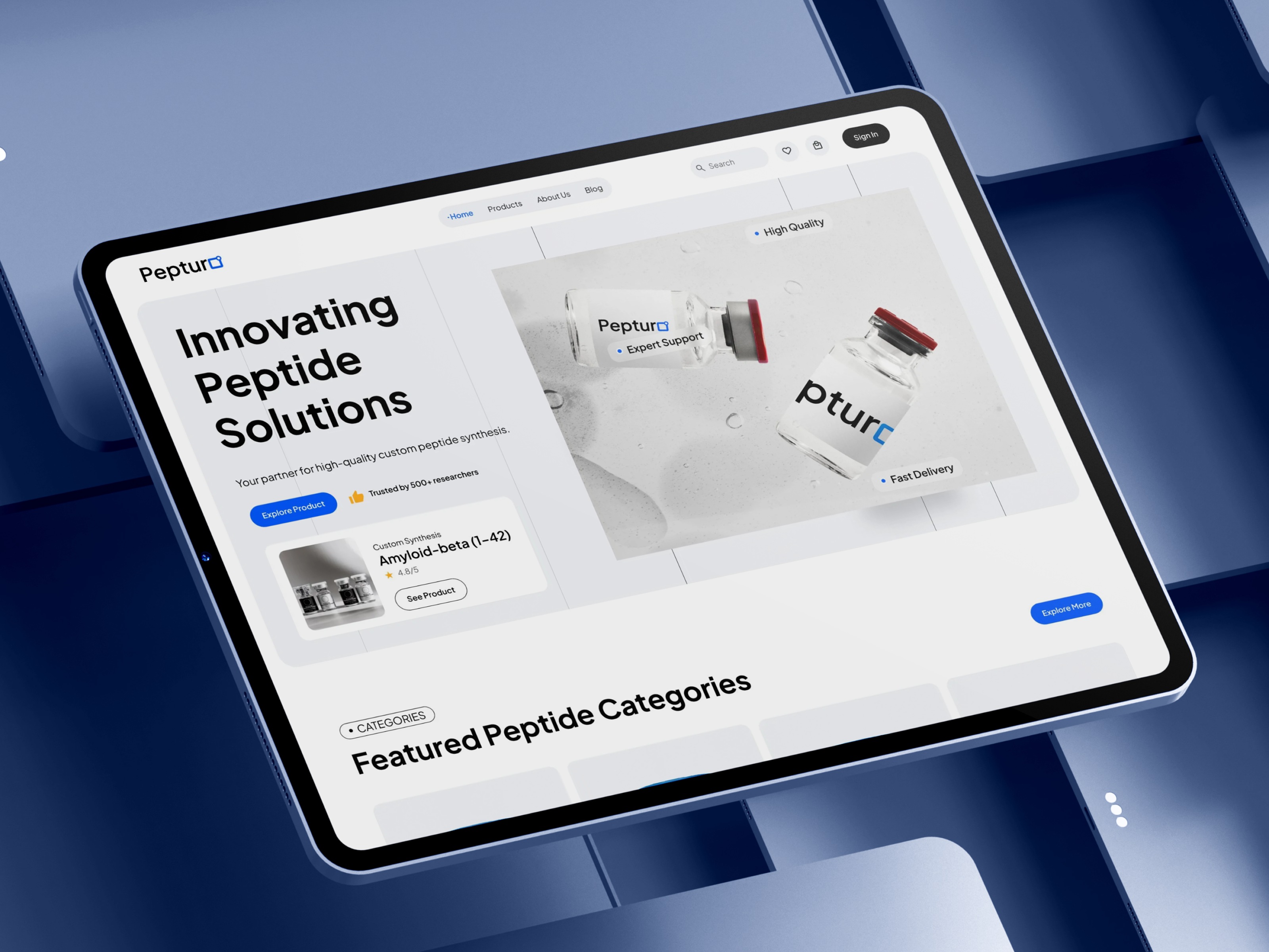 Example of Modern Peptide Store Website Design
