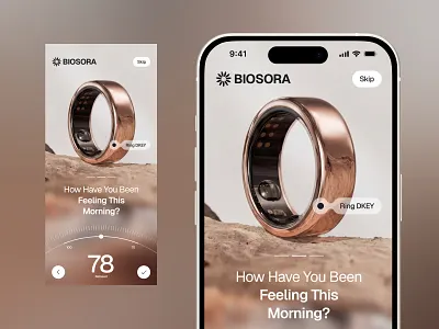 Wearable Health App Onboarding UI app ui creative ui design inspiration digital product health app interface design minimal ui mobile app design mobile ui modern ui onboarding product design startup design tech design ui design ui ux ux design weareable tech wellness app