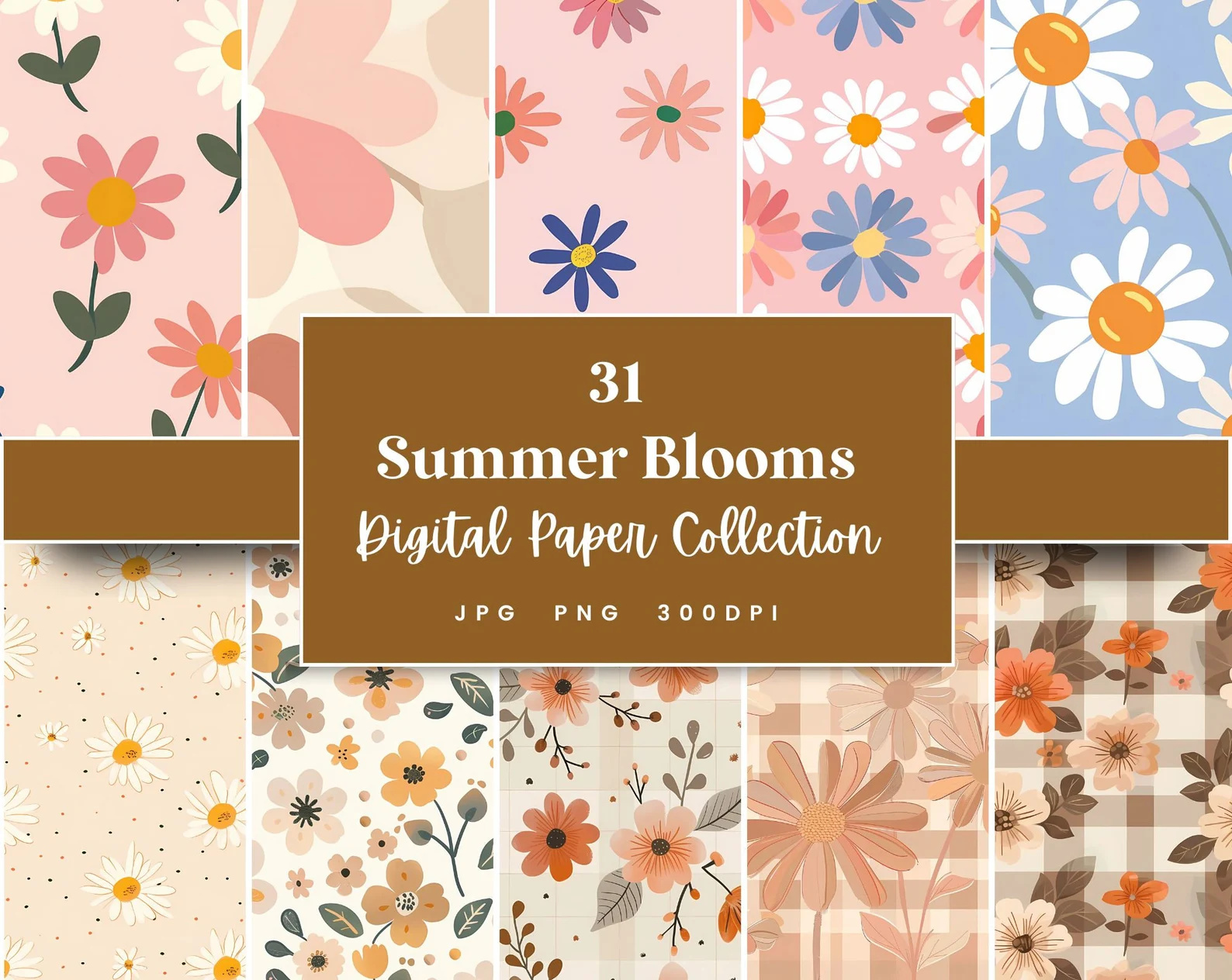 Summer Blooms Seamless Digital Paper