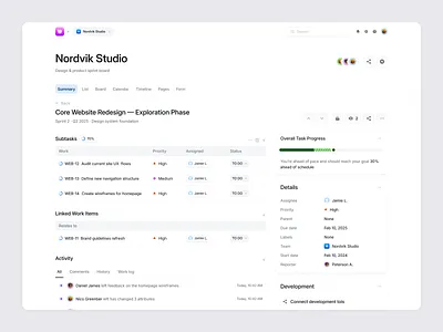 Project Management Dashboard UI clean ui dashboard ui kanban minimal product design project management saas design task tracker timeline ui ux