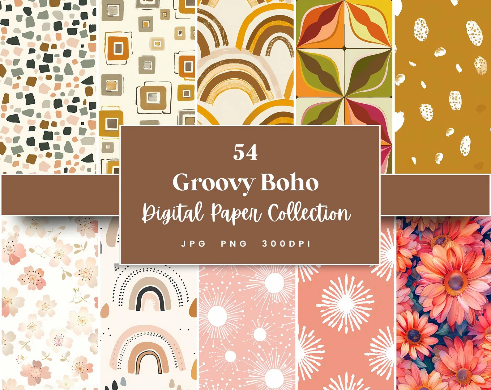 Groovy boho Seamless Digital Paper