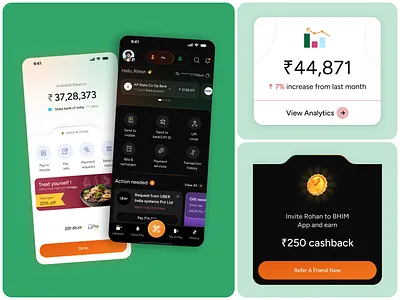 BHIM UX Redesign – Payments, Insights & Rewards Experience app design dashboard fintech fintech design mobile app mobile ui payments product design ui ux upi