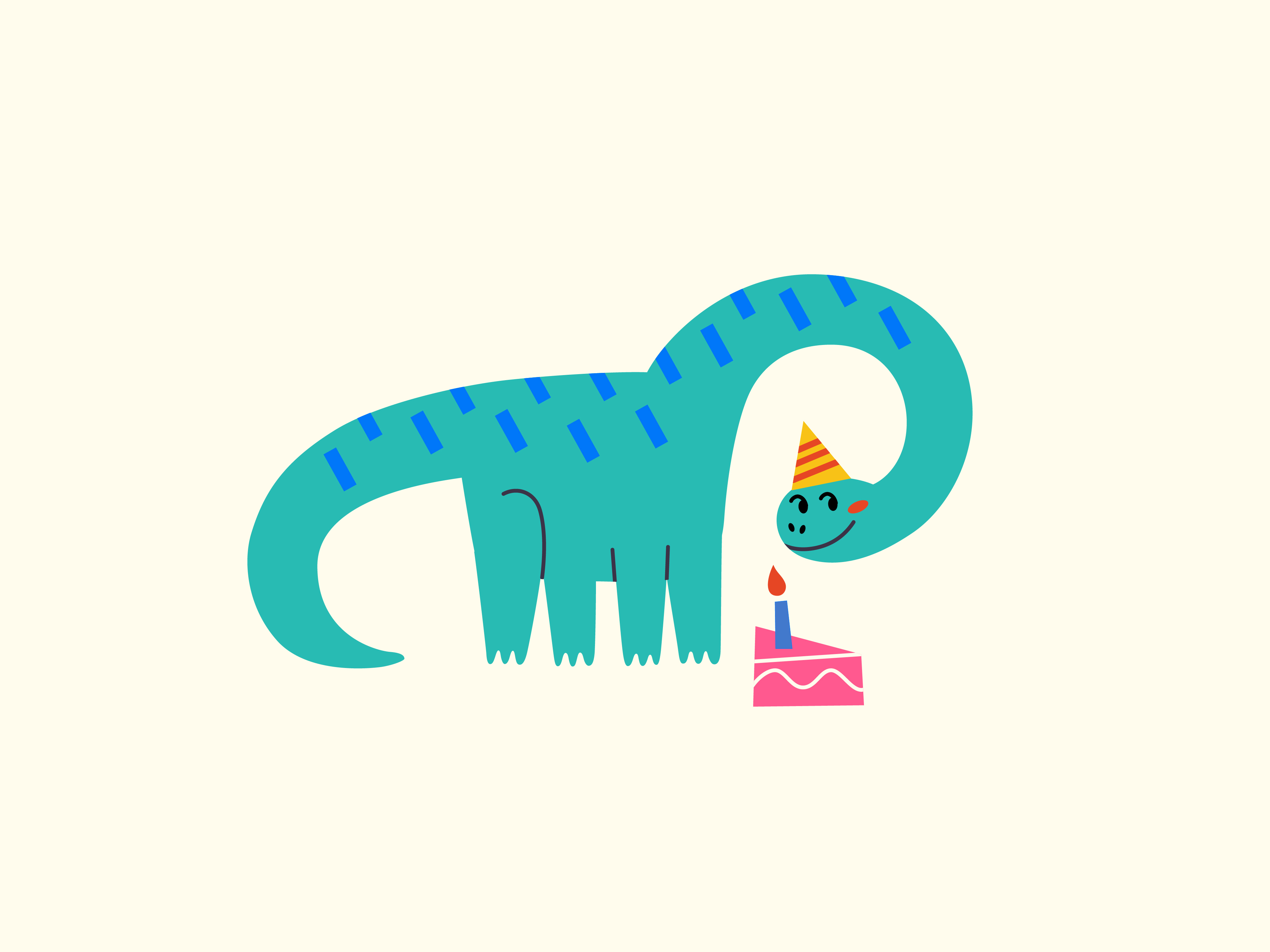 Birthday Dinosaur — Cute Vector Character