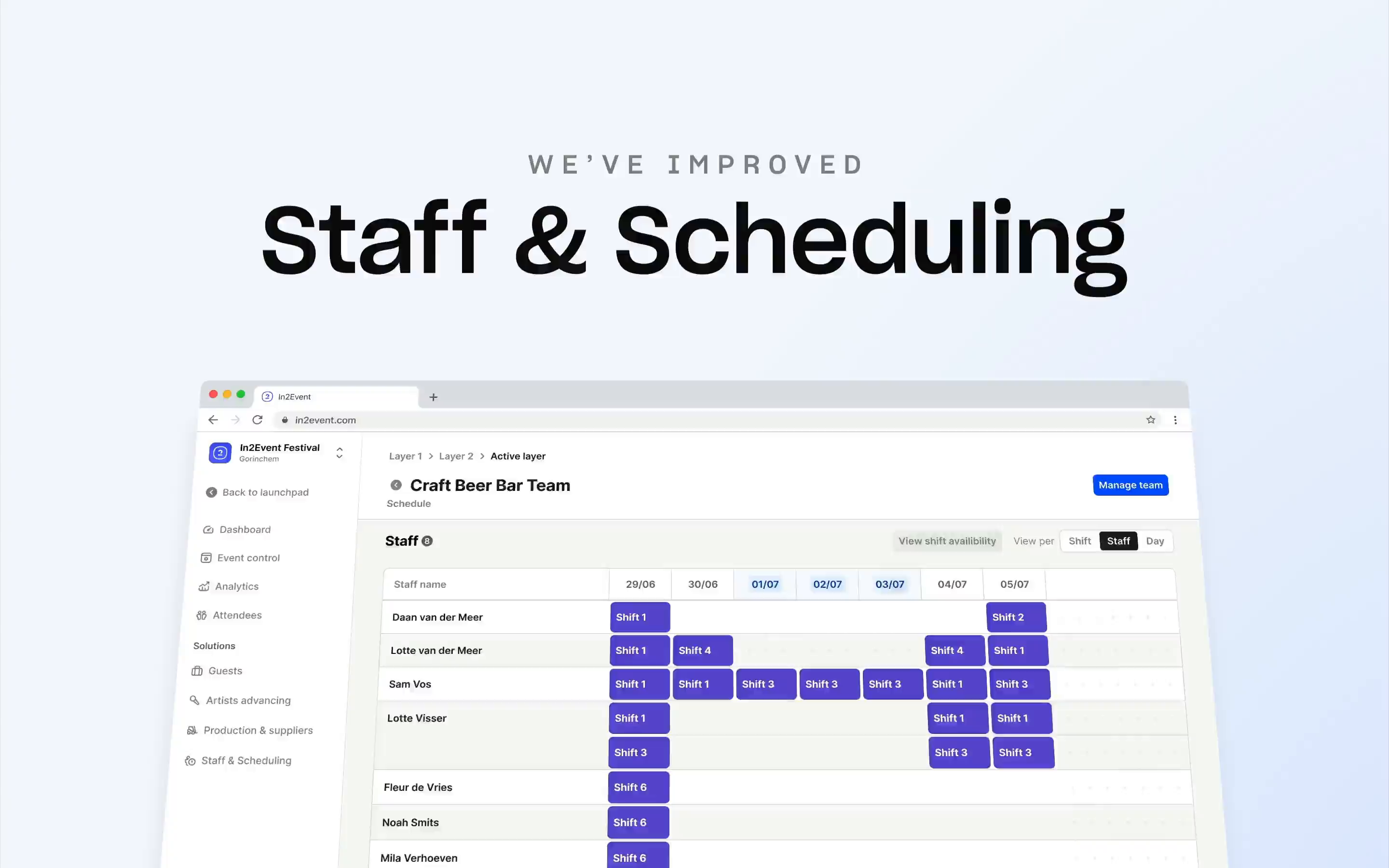 In2event — Staff & Scheduling