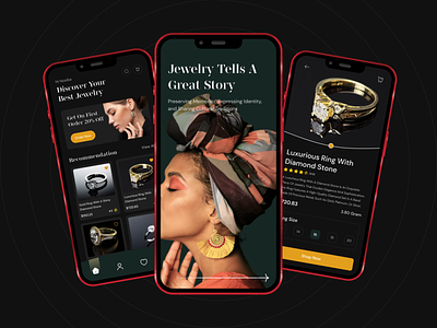 Jewelry Shop App UI designmint diamond ecommerce gold jewelry jewelrystore limon luxury mobile app ring ui