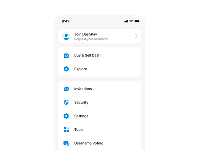 DashPay app interface menu mobile ui ui design user interface ux