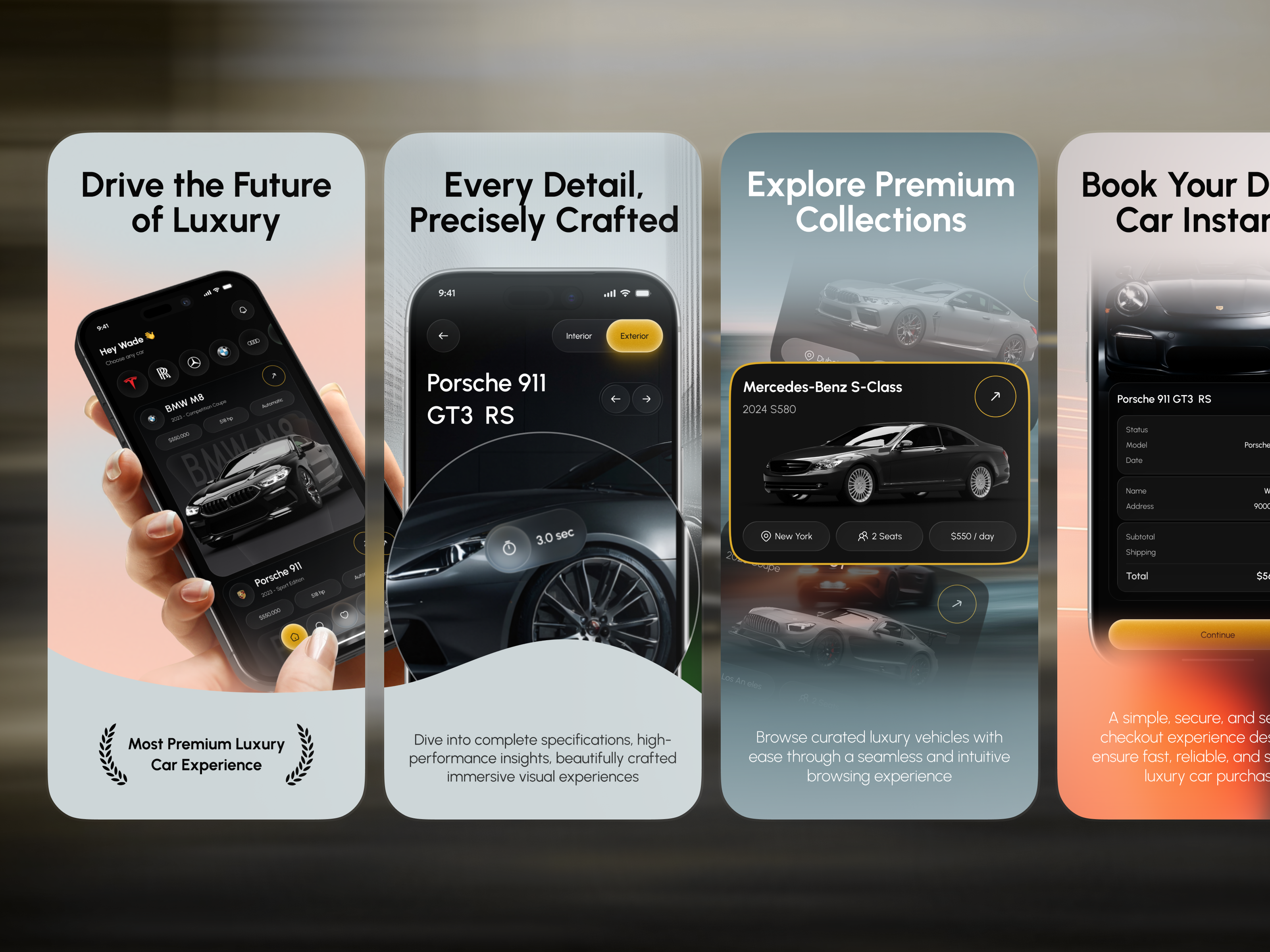 Premium App Store Screenshots – Luxury Car Mobile App
