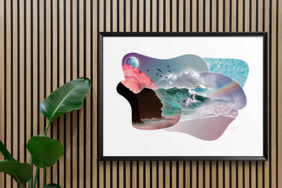 Surf the Cosmos collage cosmic cosmiccollage design digitalart