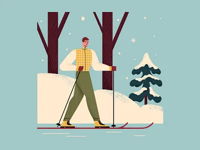 Skier characters digital art editorial freelance illustration illustration illustrator pattern skier texture winter time