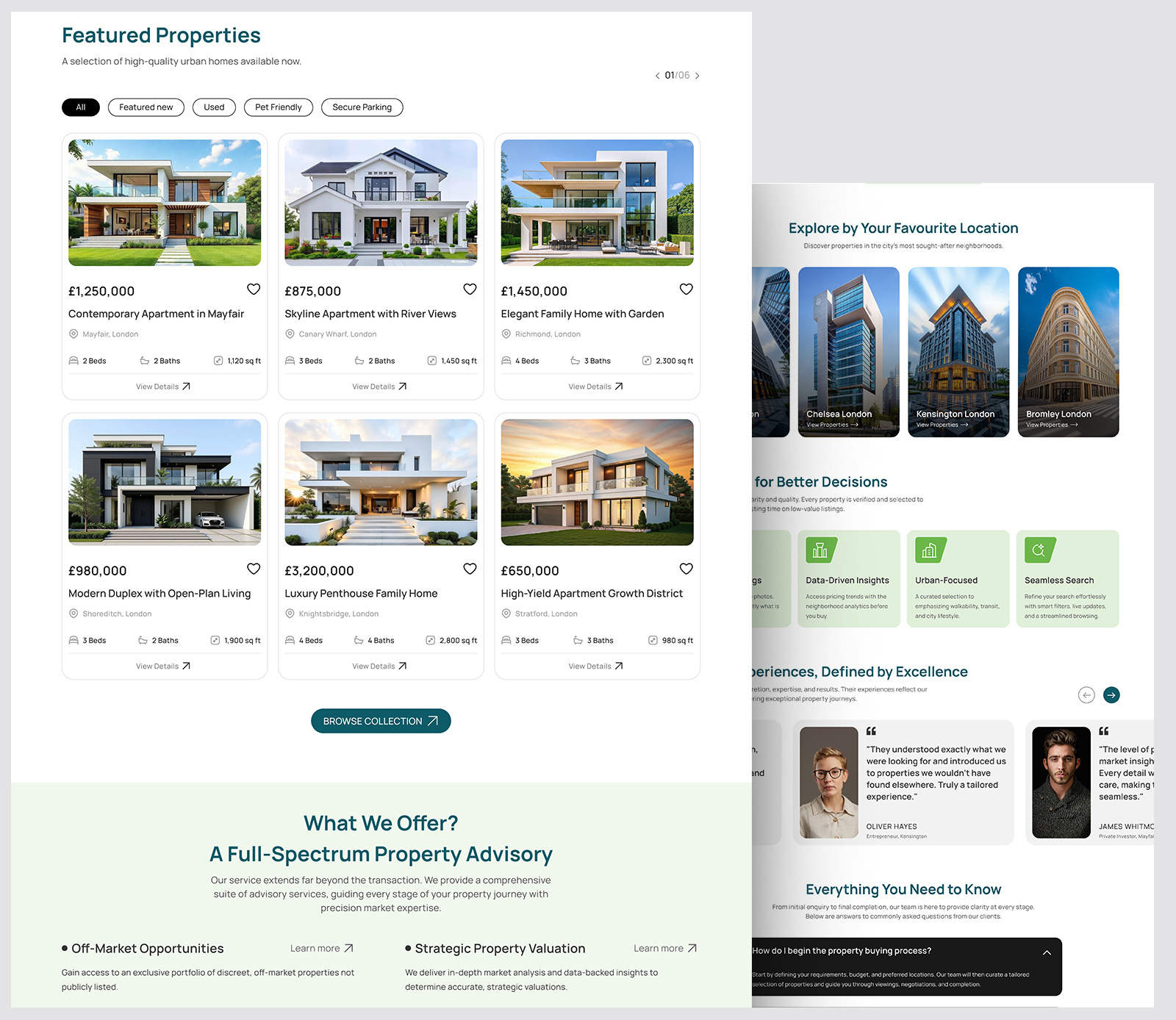 Example of Real Estate Website Landing Page Design