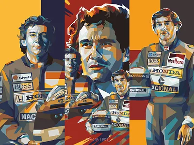 Ayrton Senna ayrton senna colorful design formula1 formulaone graphic design illustration legend mostorsport pop art portrait poster poster design red retro color sport unique vector vectorart