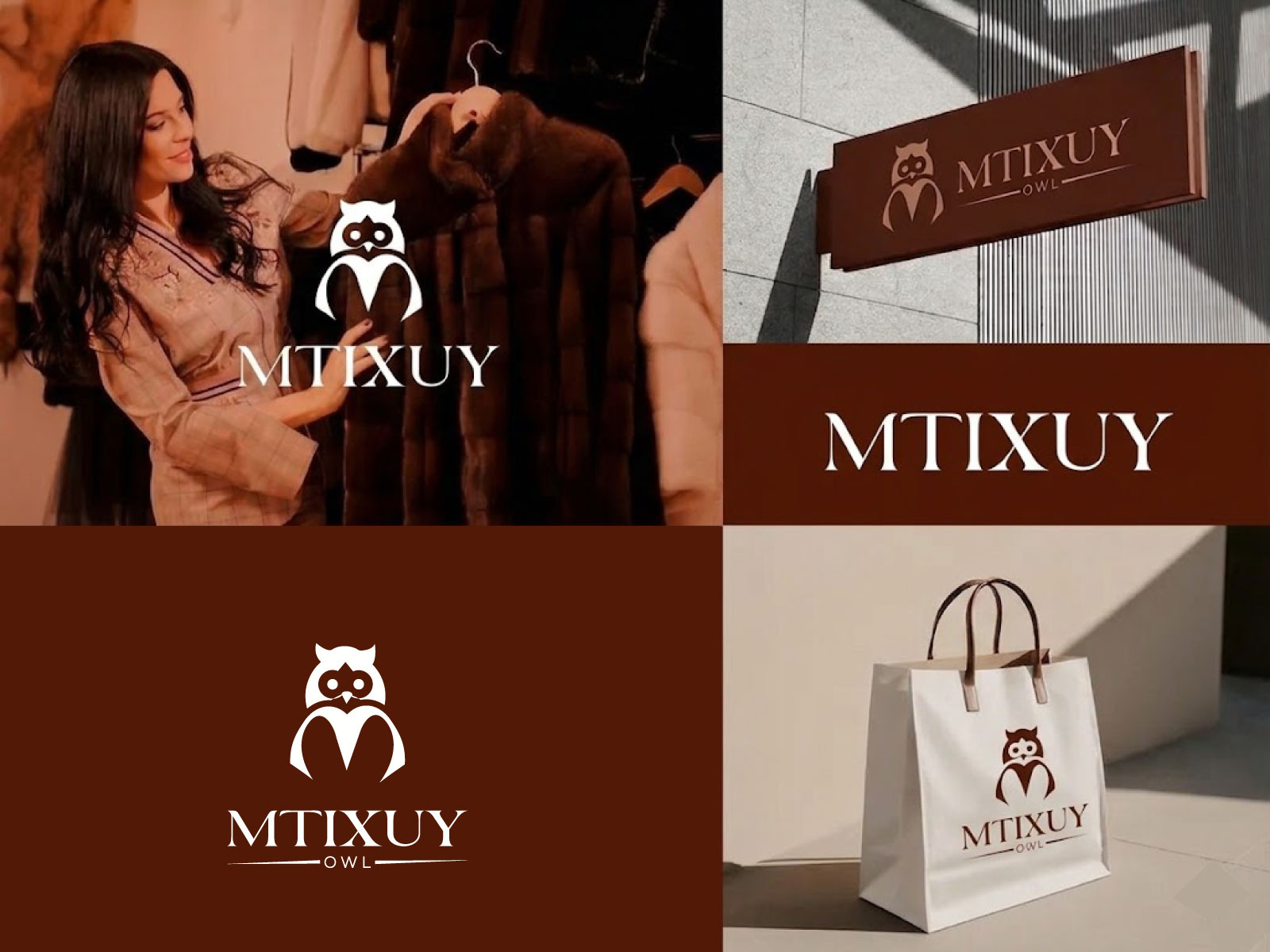Mtixuy Owl - M + Owl  Luxury Fashion Logo Design