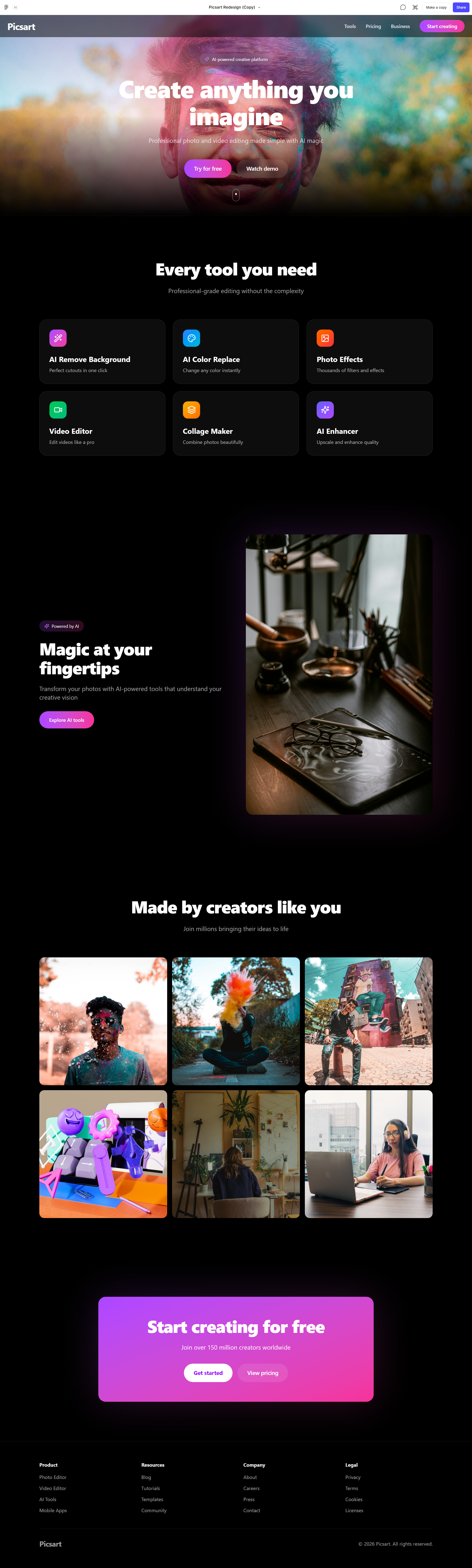 Picsart Redesigning Website Application Design Version advertisement branding design graphic design illustration logo typography ui ux vector