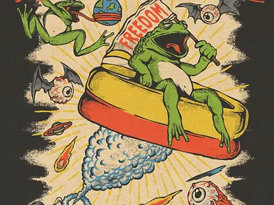 TO FLY HIGH, YOU MUST TRUDT FTRRDD apparel branding character design clothing frog graphic design illustration logo tshirt vintage